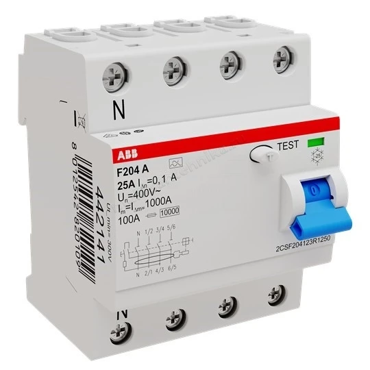 УЗО ABB 4 модуля F204 A-25/0.1 2CSF204101R2250