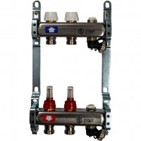 Коллектор STOUT из нержавеющей стали с расходомерами, с клапаном вып. воздуха и сливом 2 вых. SMS-0927-000002