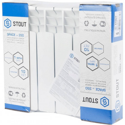 Биметаллический радиатор STOUT Space 350 6 секции боковое подключение SRB-0310-035006