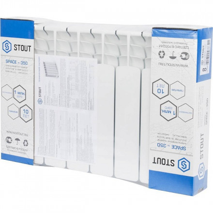 Биметаллический радиатор STOUT Space 350 8 секции боковое подключение SRB-0310-035008