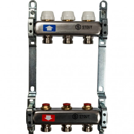 Коллектор STOUT из нержавеющей стали без расходомеров 3 вых. SMS 0922 000003