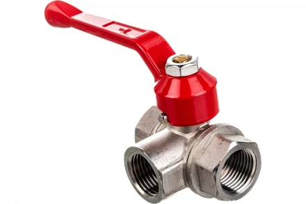Шаровой трехходовой кран VALTEC тип Т 1/2 вн.-вн.-вн. VT.361.N.04