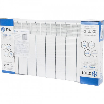 Биметаллический радиатор STOUT Space 350 10 секции боковое подключение SRB-0310-035010