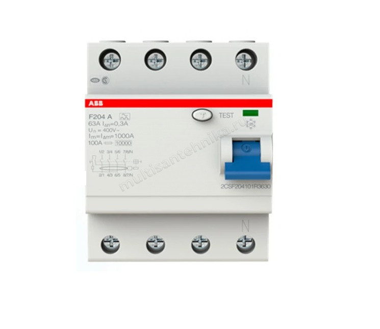 УЗО ABB 4 модуля F204 A-63/0.3 2CSF204101R3630