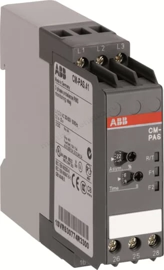 Трёхфазное реле ABB контроля асимметрии фаз CM-PAS.41S (с регулируемым порогом срабатывания 2- 25%, Uпит=Uизм=3х30) 1SVR730774R3300