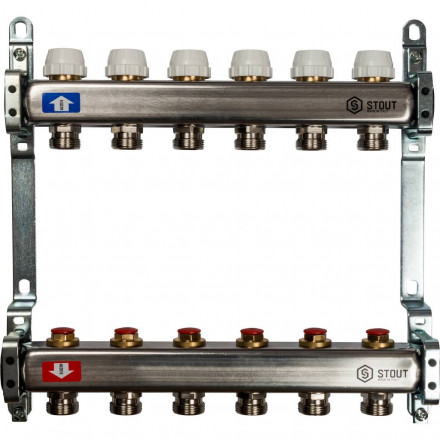 Коллектор STOUT из нержавеющей стали без расходомеров 6 вых. SMS 0922 000006