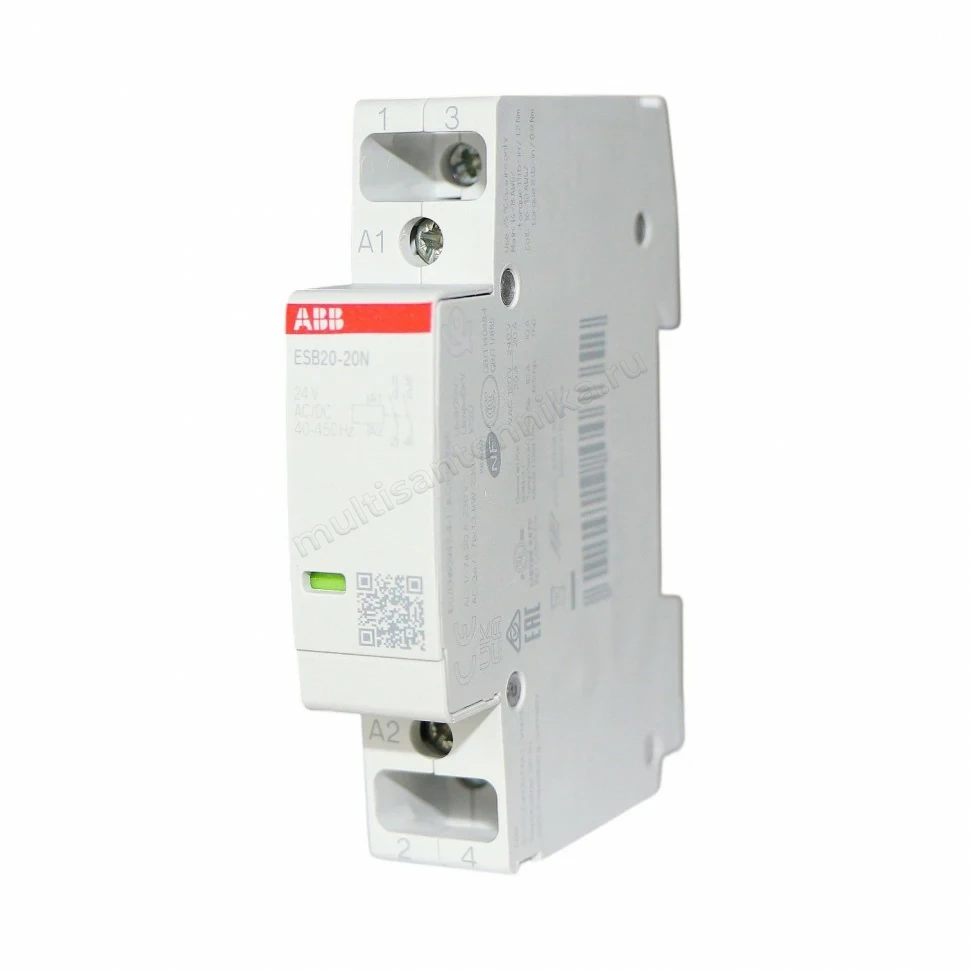 Контактор ABB ESB20-20N-01 модульный (20А АС-1, 2НО), катушка 24В AC/DC 1SBE121111R0120