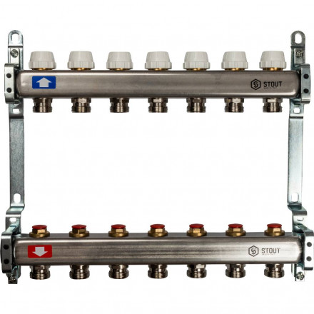 Коллектор STOUT из нержавеющей стали без расходомеров 7 вых. SMS 0922 000007