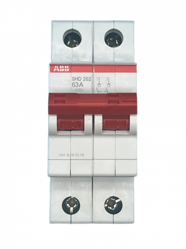 Рубильник ABB 2-полюсный SHD202/63 красный рычаг 2CDD272111R0063