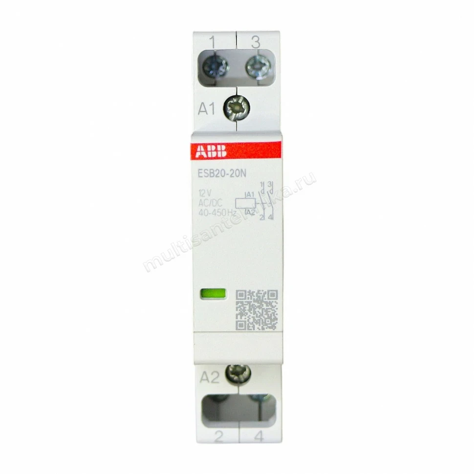 Контактор ABB ESB20-20N-14 модульный (20А АС-1, 2НО), катушка 12В AC/DC 1SBE121111R1420