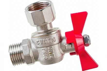 Шаровый кран VALTEC BASE угловой с накидной гайкой, 1/2 внутренняя-наружная VT.267.N.0404