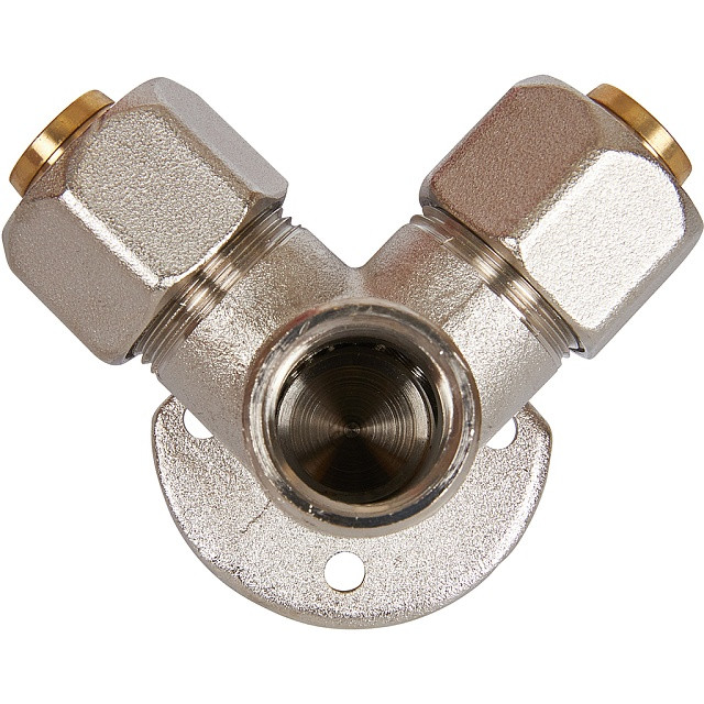 Тройник STOUT винтовой настенный с креплением 1/2х20 SFS-0014-001220