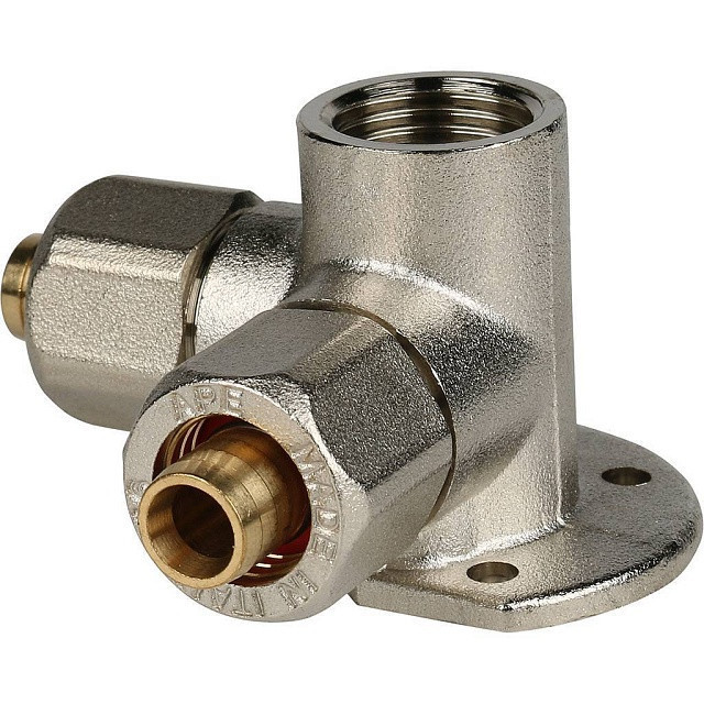 Тройник STOUT винтовой настенный с креплением 1/2х16 SFS-0014-001216