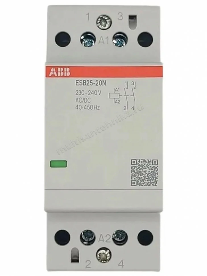 Контактор ABB ESB25-20N-06 модульный (25А АС-1, 2НО), катушка 230В AC/DC 1SAE231111R0620