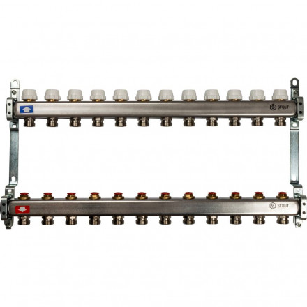 Коллектор STOUT из нержавеющей стали без расходомеров 12 вых. SMS 0922 000012