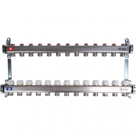 Коллектор STOUT из нержавеющей стали без расходомеров 13 вых. SMS 0922 000013