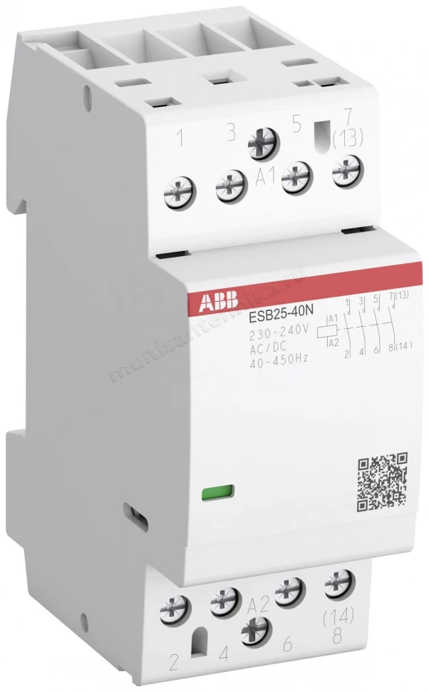 Контактор ABB ESB25-22N-14 модульный (25А АС-1, 2НО+2НЗ), катушка 12В AC/DC 1SAE231111R1422
