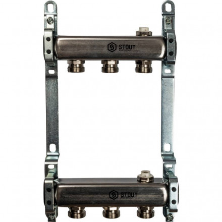 Коллектор STOUT из нержавеющей стали для радиаторной разводки 3 вых. SMS 0923 000003