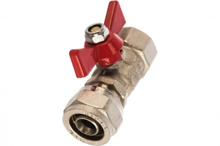 Шаровый кран с обжимным соединением VALTEC рукоятка бабочка, 16х1/2 вн. VT.342.N.1604