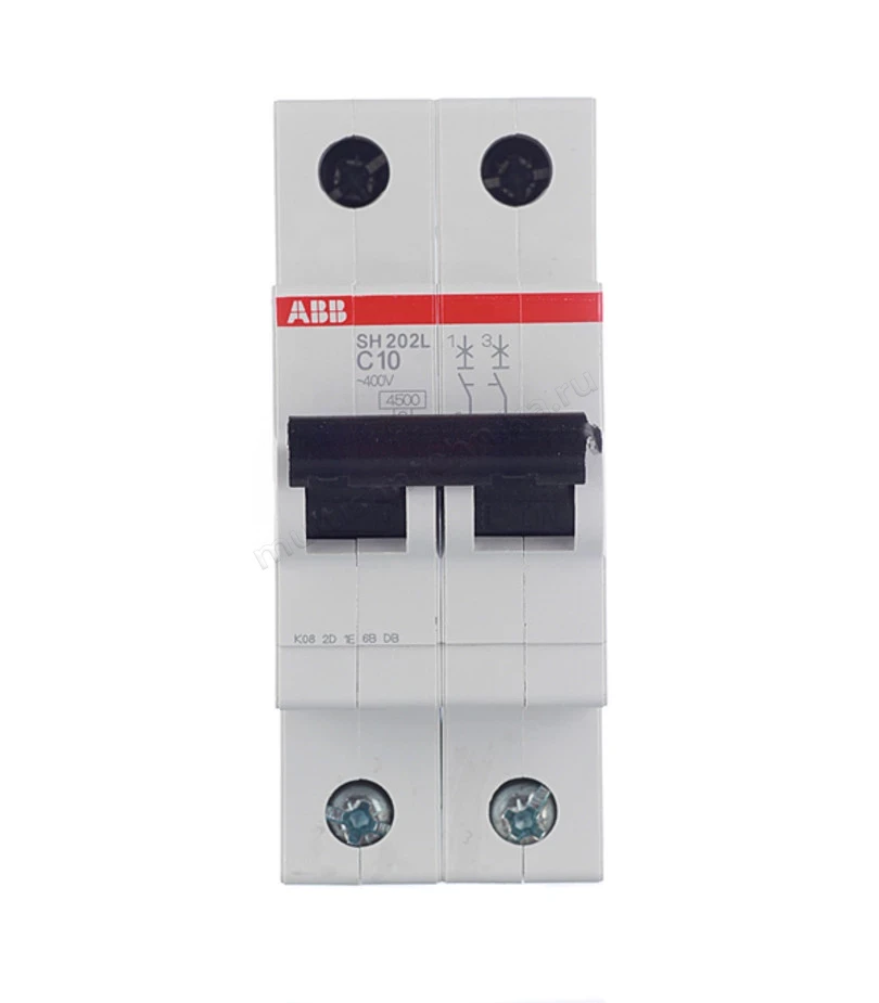 Автоматический выключатель ABB 2-полюсный SH202L C10 2CDS242001R0104
