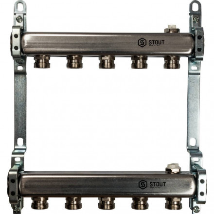 Коллектор STOUT из нержавеющей стали для радиаторной разводки 5 вых. SMS 0923 000005