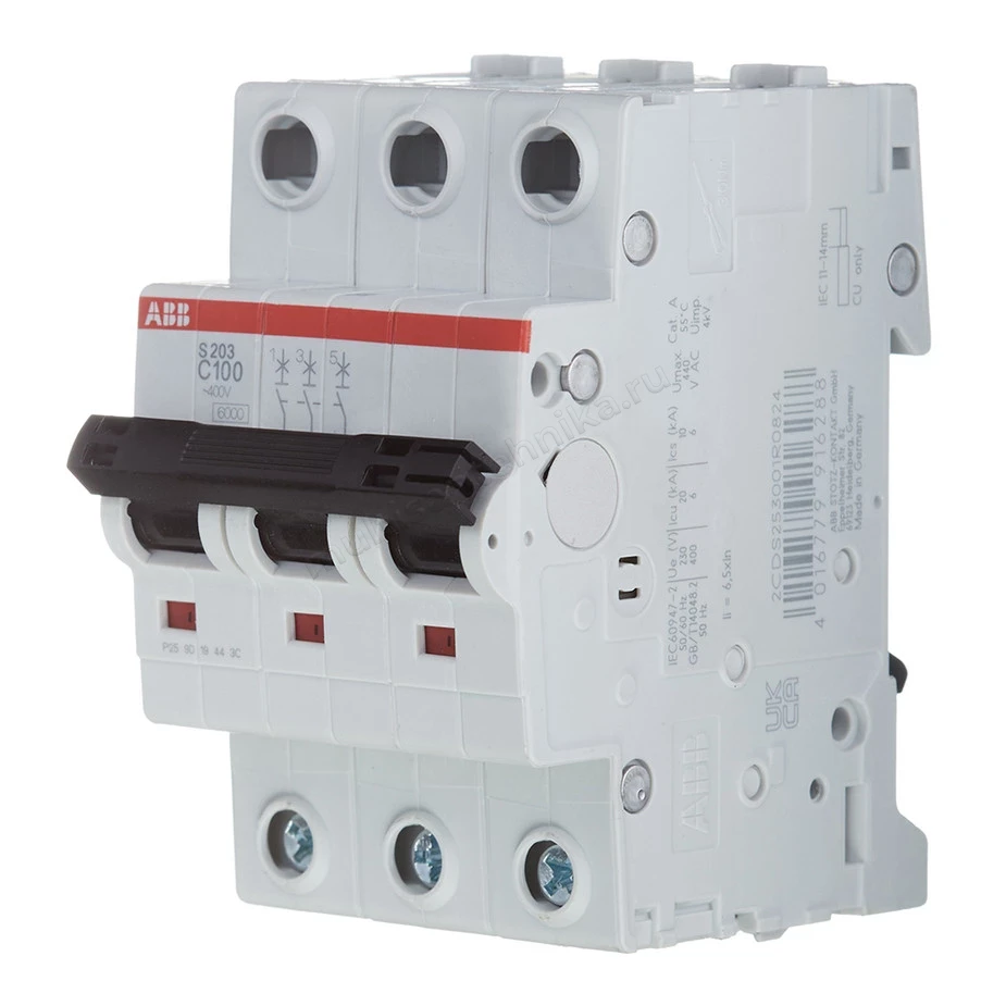 Автоматический выключатель ABB 3-полюсный S203 C100 2CDS253001R0824