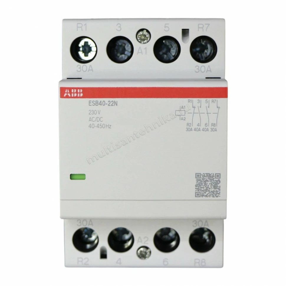 Контактор ABB ESB40-22N-06 модульный (40А АС-1, 2НО+2НЗ), катушка 230В AC/DC 1SAE341111R0622