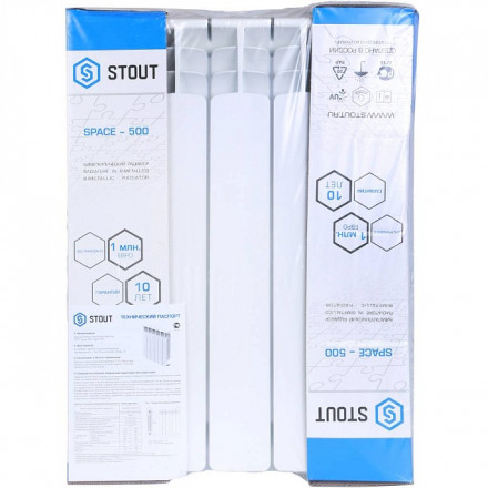 Биметаллический радиатор STOUT Space 500 5 секции нижнее правое подключение SRB-0320-050005