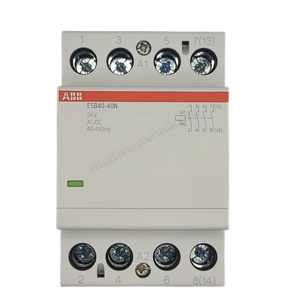 Контактор ABB ESB40-40N-01 модульный (40А АС-1, 4НО), катушка 24В AC/DC 1SAE341111R0140