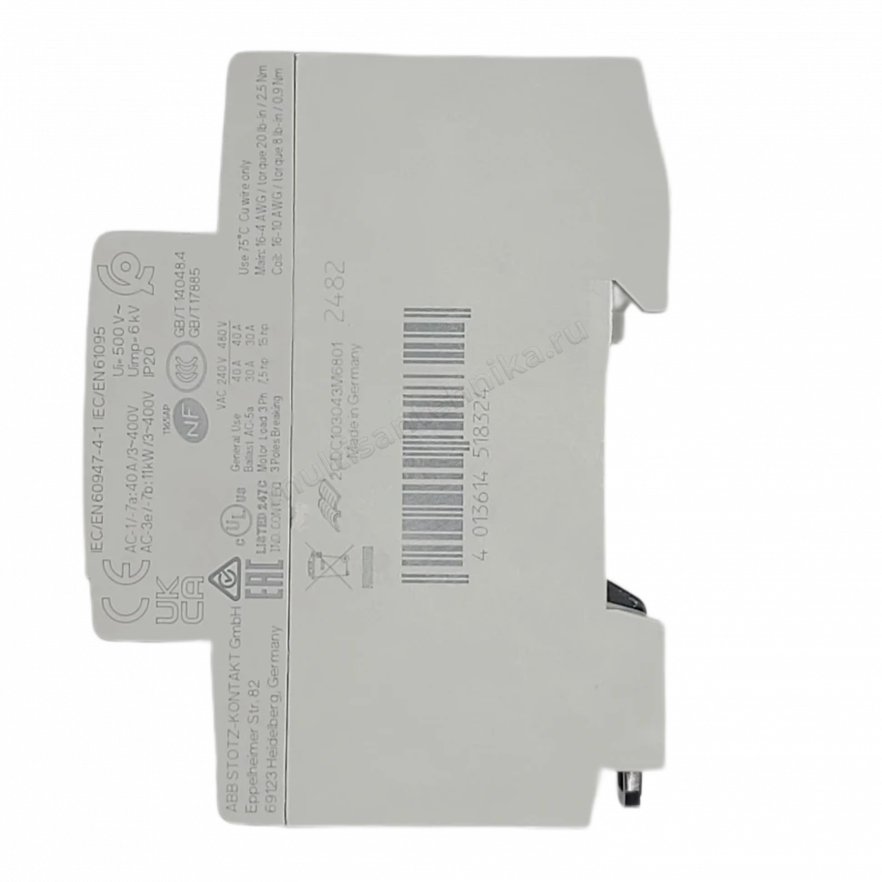 Контактор ABB ESB40-40N-01 модульный (40А АС-1, 4НО), катушка 24В AC/DC 1SAE341111R0140