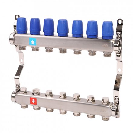 Коллекторная группа MVI из нержавеющей стали в сборе без расходомеров, 7 выходов MS.407.06