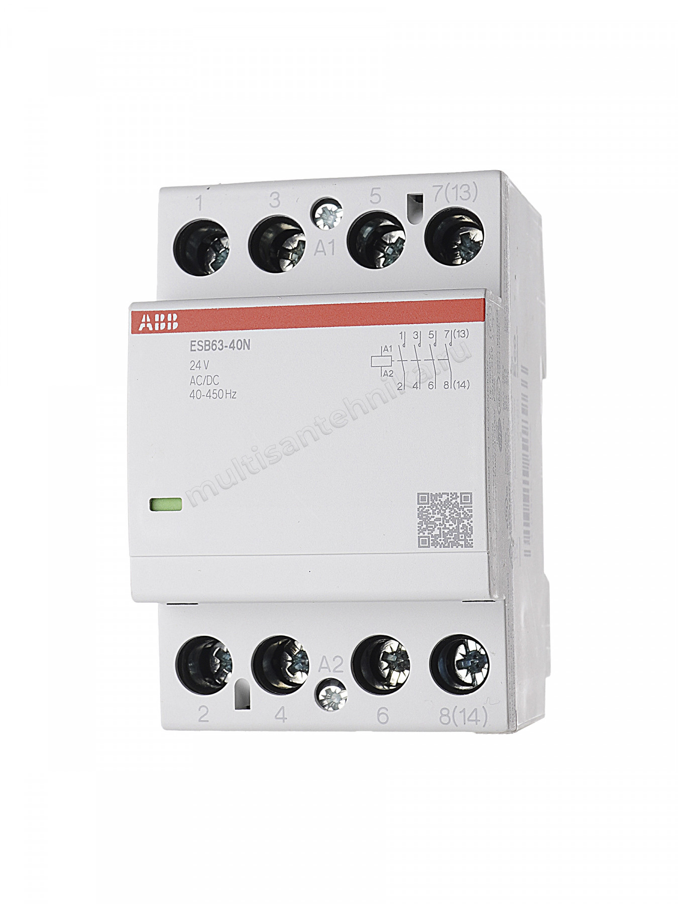 Контактор ABB ESB63-40N-01 модульный (63А АС-1, 4НО), катушка 24В AC/DC 1SAE351111R0140