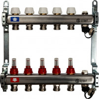 Коллектор STOUT из нержавеющей стали с расходомерами, с клапаном вып. воздуха и сливом 5 вых. SMS-0927-000005