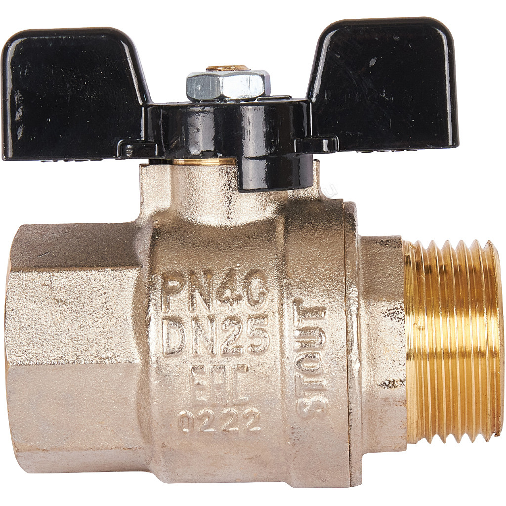 Кран Stout шаровой полнопроходной бабочка 1" SVB-0004-000025