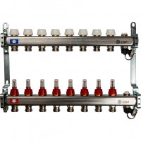 Коллектор STOUT из нержавеющей стали с расходомерами, с клапаном вып. воздуха и сливом 8 вых. SMS-0927-000008