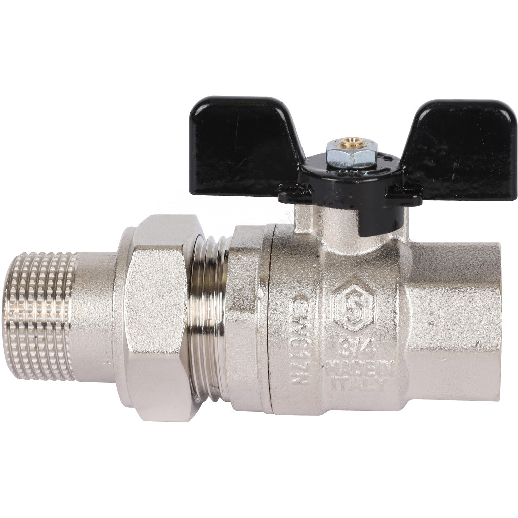 Кран Stout шаровой с американкой полнопроходной бабочка 3/4" SVB-0007-000020