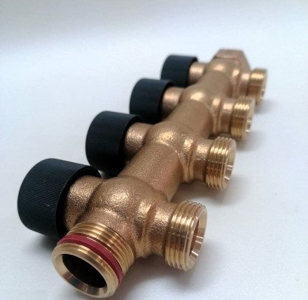 Коллектор TIM распределительный с регулировочными вентилями с функцией отключения 4 отвода 3/4"*3/4"EK ZSc.403.0504E