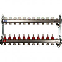 Коллектор STOUT из нержавеющей стали с расходомерами, с клапаном вып. воздуха и сливом 11 вых. SMS-0927-000011