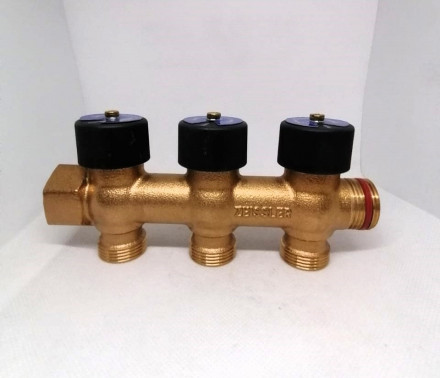 Коллектор TIM распределительный с регулировочными вентилями с функцией отключения 3 отвода 3/4"*3/4"EK ZSc.403.0503E