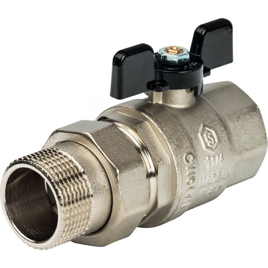 Кран Stout шаровой с американкой полнопроходной бабочка 1 1/4" SVB-0007-000032