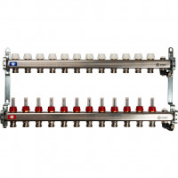 Коллектор STOUT из нержавеющей стали с расходомерами, с клапаном вып. воздуха и сливом 12 вых. SMS-0927-000012