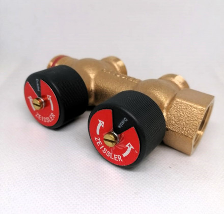 Коллектор TIM распределительный с регулировочными вентилями с функцией отключения 2 отвода 3/4"*3/4"EK ZSc.403.0502E