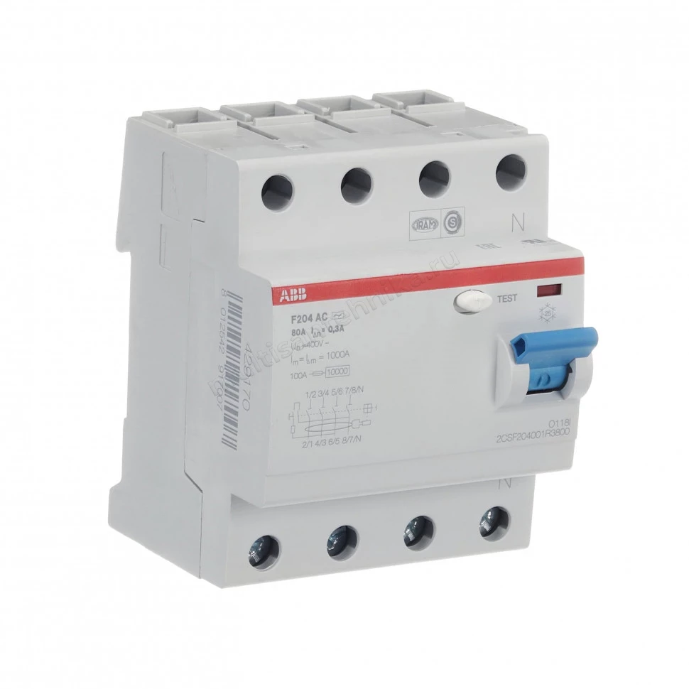 УЗО ABB 4 модуля F204  АС-80/0,3 2CSF204001R3800