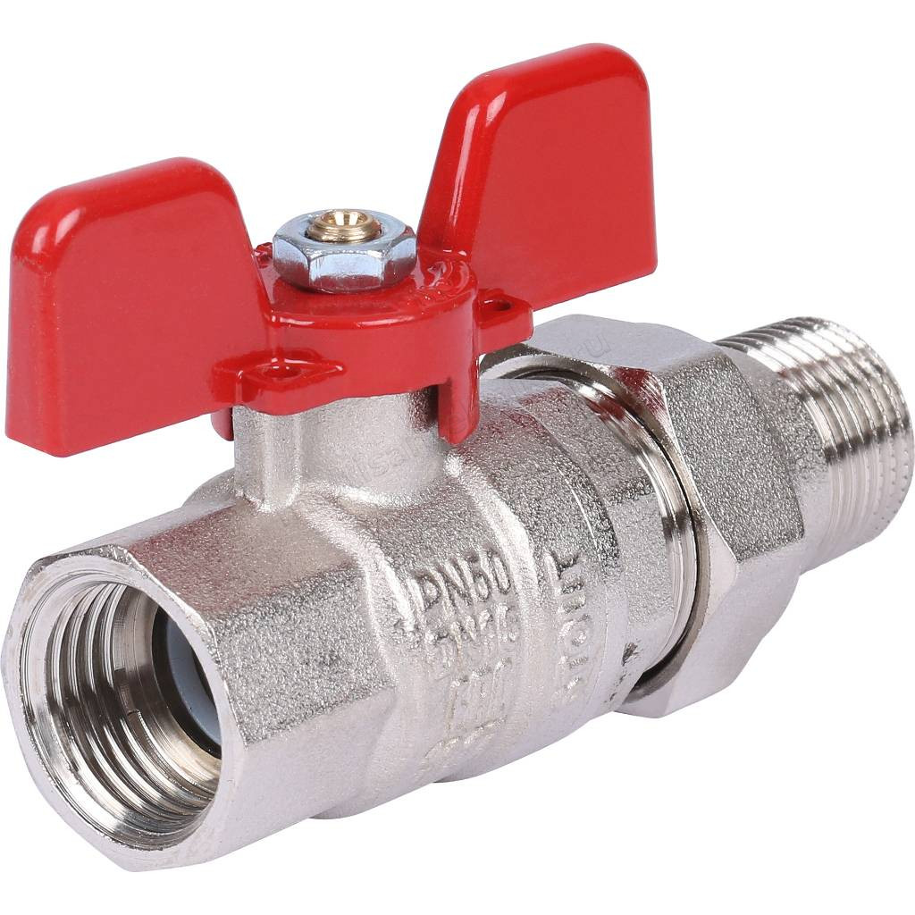 Кран Stout шаровой с американкой полнопроходной бабочка 1/2" с EPDM уплотнением SVB-1007-000015