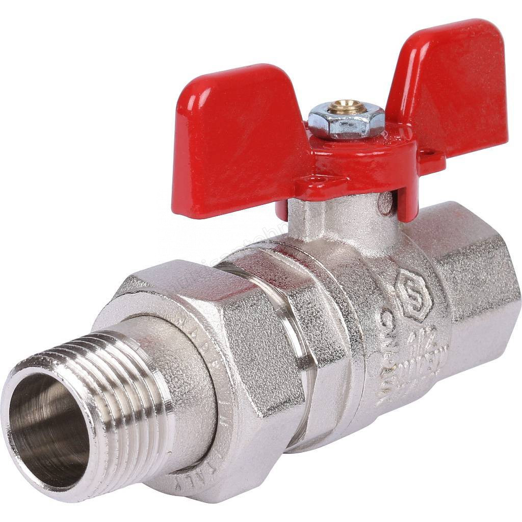 Кран Stout шаровой с американкой полнопроходной бабочка 1/2" с EPDM уплотнением SVB-1007-000015