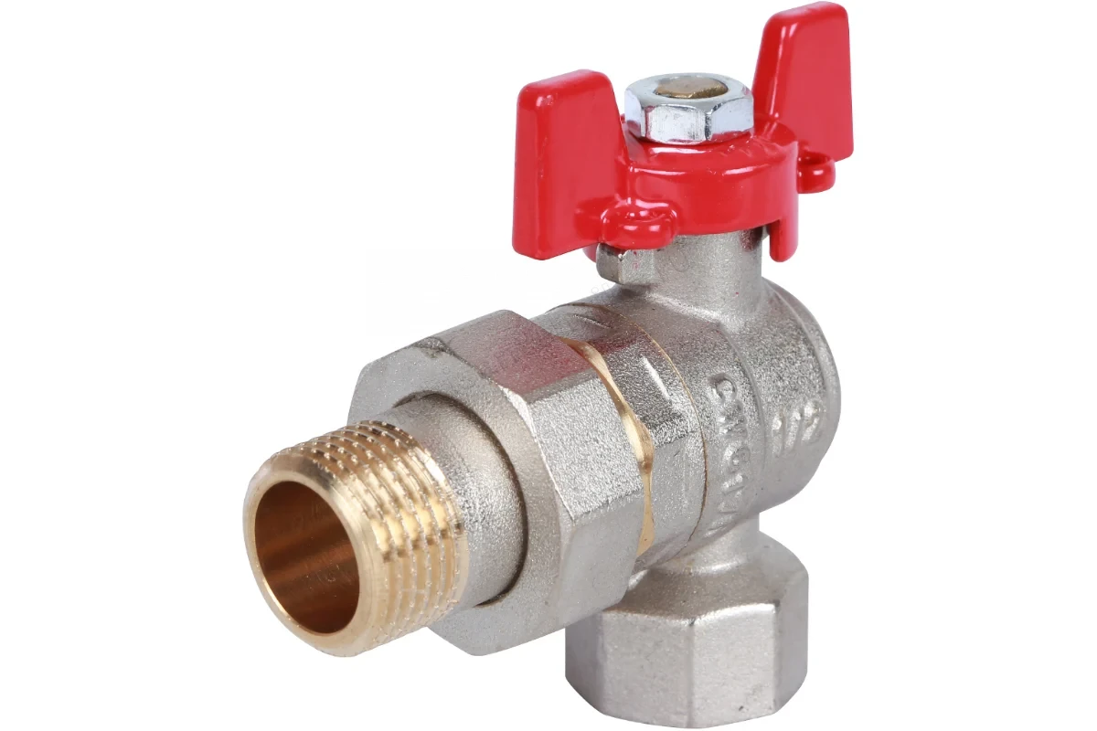 Кран Rommer шаровой 1/2" полнопроходной угловой с американкой ВН/НР RBV-0006-0610215