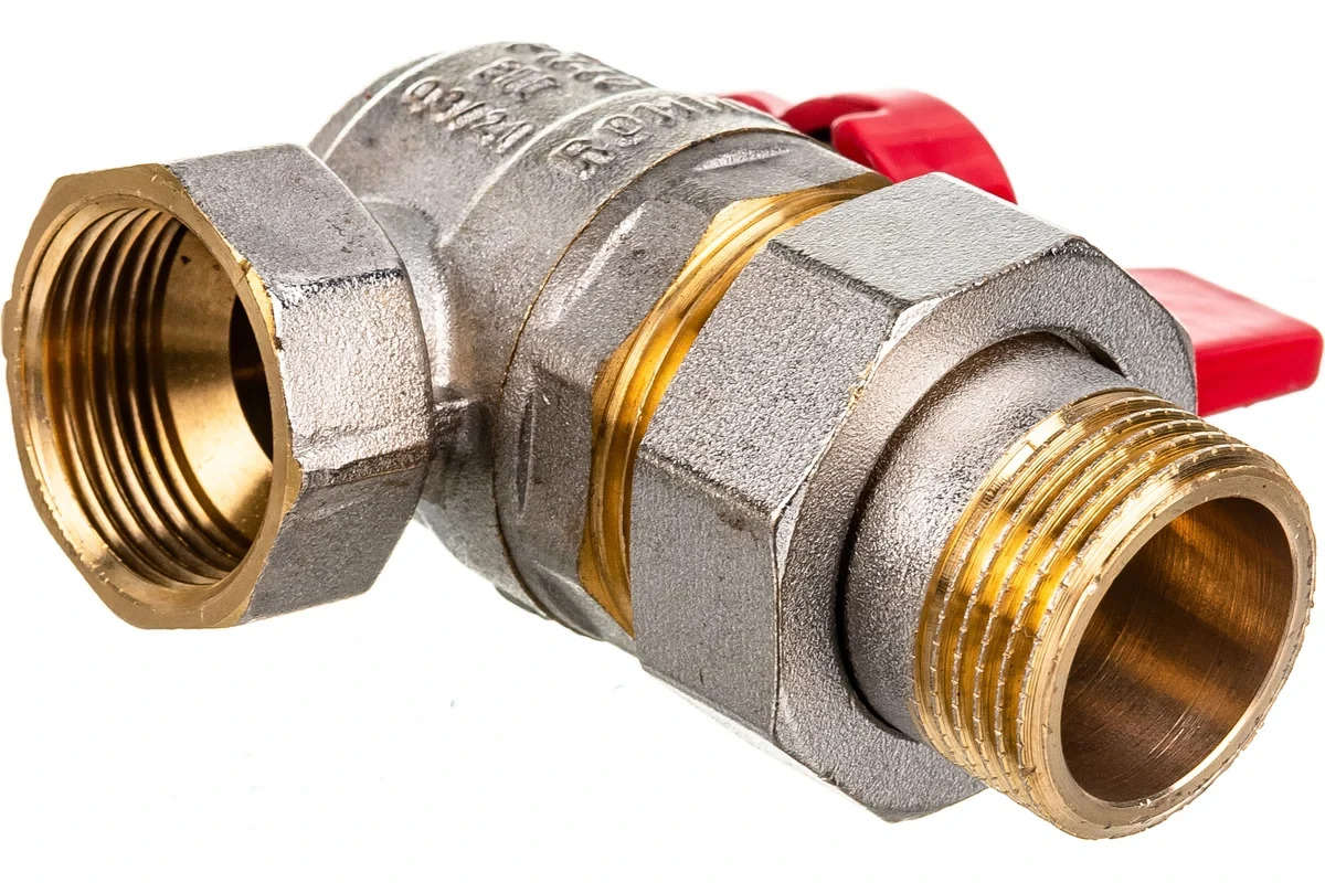Кран Rommer шаровой 3/4" полнопроходной угловой с американкой ВН/НР RBV-0006-0610220