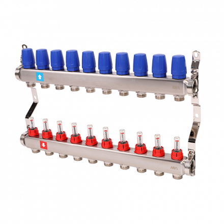 Коллекторная группа MVI из нержавеющей стали в сборе с расходомерами, 10 вых. MS.510.06
