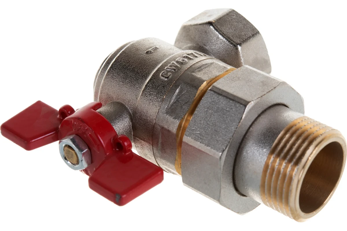 Кран Rommer шаровой 1" полнопроходной угловой с американкой ВН/НР RBV-0006-0610225