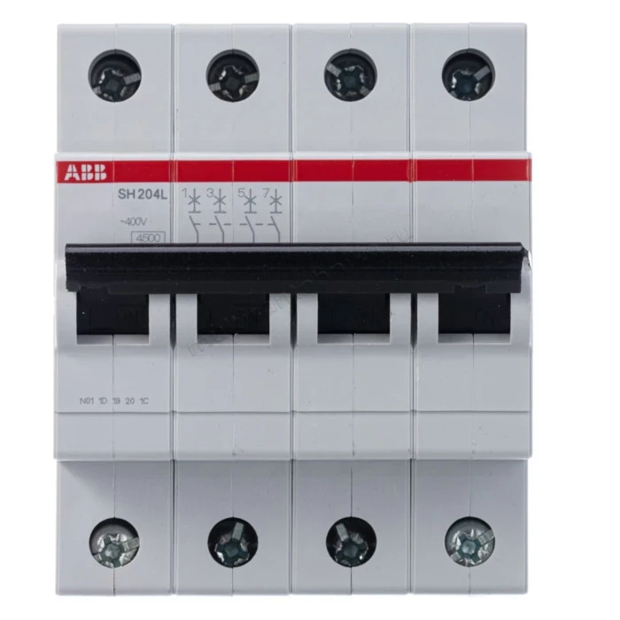 Автоматический выключатель ABB 4-полюсный SH204L C6 2CDS244001R0064